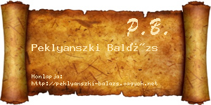 Peklyanszki Balázs névjegykártya